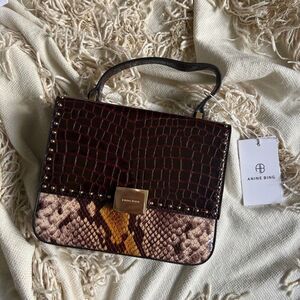 ANINE BING Cowhide Leather Croc Embossed Python Thea Crossbody Bag NEW Damaged